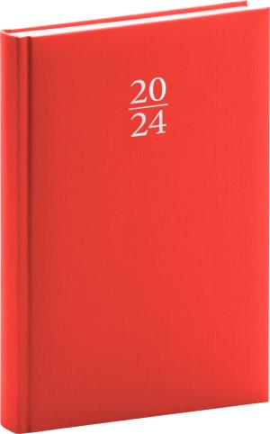 Denný diár Capys 2024, červený, 15 × 21 cm, Červená