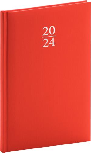 Týždenný diár Capys 2024, červený, 15 × 21 cm, Červená