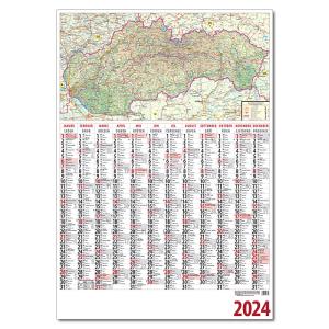Plánovací kalendár Farebný plánovací kalendár s mapou 2024