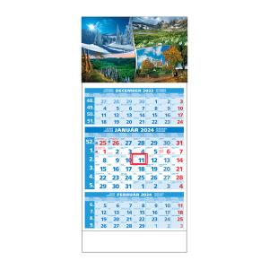 Plánovací kalendár ŠTANDARD 3M modrý 2024 , vzor D