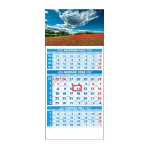 Plánovací kalendár ŠTANDARD 3M modrý 2024 , Vzor F