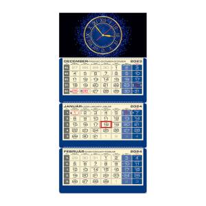 Plánovací kalendár LUXUS 3M modrý 2024, Vzor QM