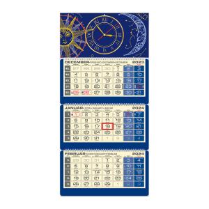 Plánovací kalendár LUXUS 3M modrý 2024, Vzor QS