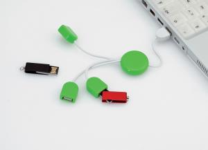Plastový USB hub POD, zelená (2)