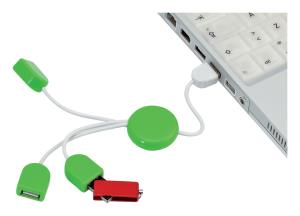 Plastový USB hub POD, zelená (3)