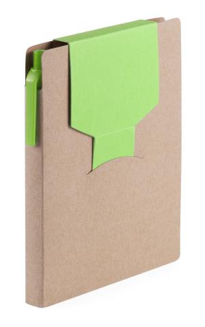 Notes s perom a papierikmi Cravis, zelená