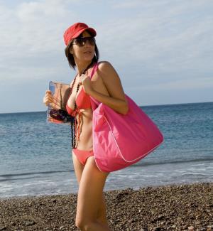 Plážová taška s kozmetickou taštičkou Maxi, purpurová (2)