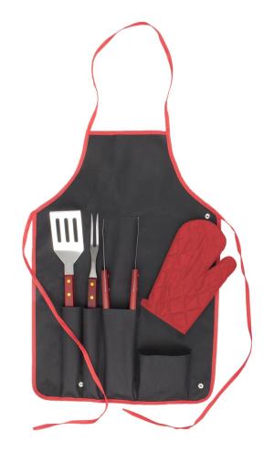 BBQ set Axon s chňapkou a zásterou, čierno-červená