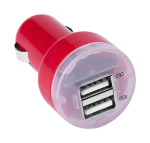 USB nabíjačka do auta Denom, Červená (5)