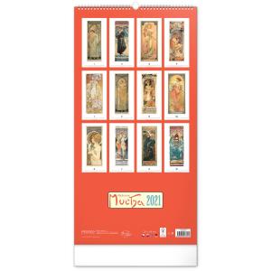 Nástenný kalendár Alfons Mucha 2021, 33 × 64 cm (2)