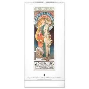 Nástenný kalendár Alfons Mucha 2021, 33 × 64 cm (6)
