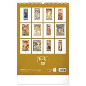 Nástenný kalendár Alfons Mucha 2021, 33 × 46 cm (2)