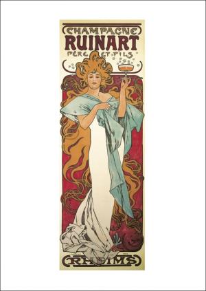 Pohľadnica Alfons Mucha – Champagne Ruinart, krátka