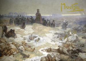 Pohľadnica Alfons Mucha Slovanská epopeja – Bitka grunwaldská, krátka