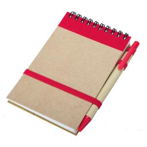 Zápisník s čistými stranami 90x140 / 140 stran s propiskou Eco Ribbon, Červená