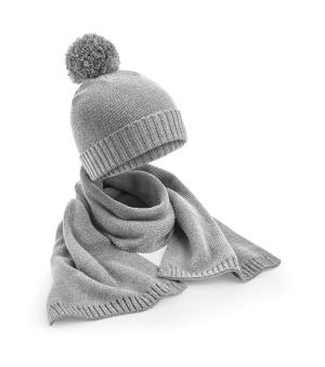 Darčeková súprava pleteného šálu a čiapky, 119 Light Grey Fleck