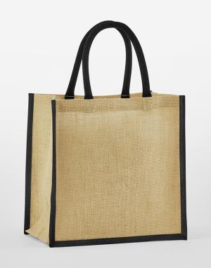 Mini darčeková taška z prírodnej naškrobenej juty, 056 Natural/Black