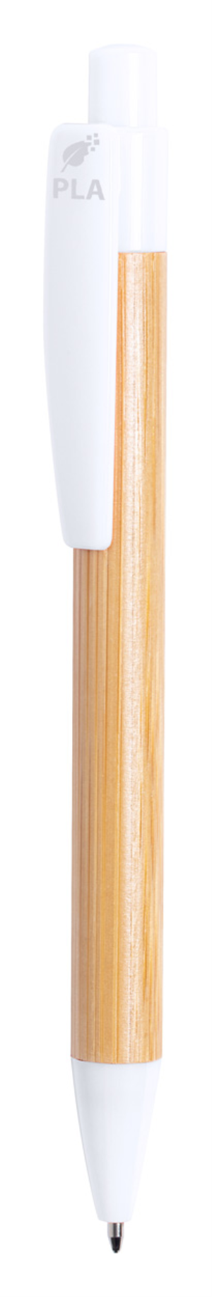 Bambusové guľočkové pero Heloix, Biela