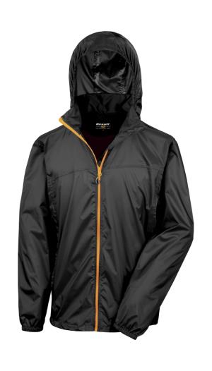 Tenká nepremokavá bunda s vreckom pre uskladnenie HDI Quest, 178 Black/Orange