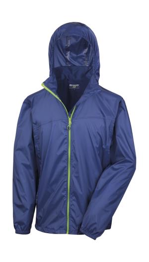 Tenká nepremokavá bunda s vreckom pre uskladnenie HDI Quest, 256 Navy/Lime