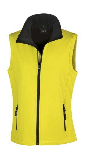 Dámska potlačiteľná Softshellová vesta, 657 Yellow/Black