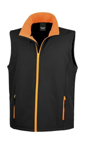 Potlačiteľná Softshellová vesta, 178 Black/Orange