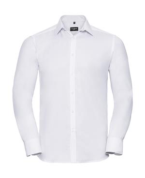 Pánska košeľa s dlhými rukávmi  Herringbone , 000 White