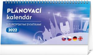 Stolový kalendár Plánovací s európskymi sviatkami 2022, 25 × 12,5 cm