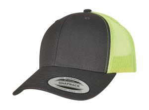 Dvojfarebná 6-panelová šiltovka  Retro Trucker, 185 Charcoal/Neon Green