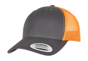 Dvojfarebná 6-panelová šiltovka  Retro Trucker, 186 Charcoal/Neon Orange