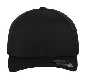 6 panelová šiltovka so zahnutým šiltom Tactel Mesh, 101 Black