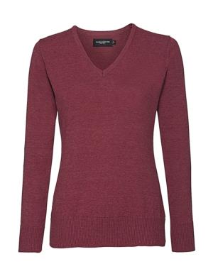 Dámsky sveter s výstrihom do V, 431 Cranberry Marl