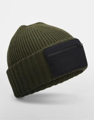 Pletená čiapka Zip Patch, 565 Military Green/Black