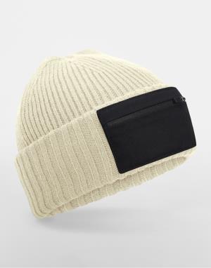 Pletená čiapka Zip Patch, 753 Sand/Black